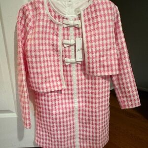 Lilly Pulitzer Pink and White Check Boucle Dress